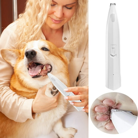 Riforla Pet Foot Shaver Cat Shaver Dog Foot Trimmer Teddy with Light Shaving Dog Hair Scissors Pet Supplies White
