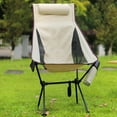 thumbnail image 4 of Yedigre Outdoor Folding Moon Chair with Headrest Side Pocket Aluminum Alloy Frame Heavy Duty Lightweight Portable Camping Backpacking Hiking Collapsible Chair, 4 of 8