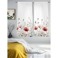 thumbnail image 2 of Red Poppy Flower Sheer Curtains for Living Room Bedroom Garden Floral Botanical Painting Sheer Curtains 63 Inch Long 2 Panels Set Light Filtering Curtain Window Treatments Drapes for Dining Room, 2 of 6