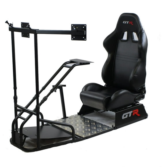 GTR Simulator GTSF Model Racing Simulator Cockpit Black Frame with Majestic Black Seat