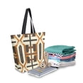 thumbnail image 2 of FORMRS Womens Canvas Tote Bag with Zipper Inner Pocket Shoulder Handbag, Beige Geometric, 2 of 7