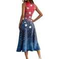 thumbnail image 2 of 4Th Of July Outfits For Women Western, Dress Casual Cotton Sleeveless Round Neck American Flag Ruffle Flowy Long Tank Valentine'S Day Dresses Sleeve T Shirt Dress Dresses (L, Red) ZMTing, 2 of 4