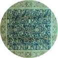 thumbnail image 1 of Ahgly Company Indoor Round Oriental Light Blue Traditional Area Rugs, 3' Round, 1 of 4