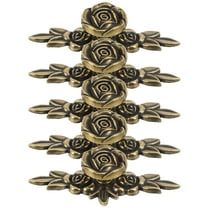 Set of 5 Rose Cupboard Knobs Vintage Dark Brown Zinc Decorative Cabinet Drawer Pull Handles