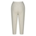 thumbnail image 6 of BLVB Womens Summer Cotton Linen Capri Pants Casual Loose Beach Lounge Capris Elastic Waist Pocketed Trousers, 6 of 6
