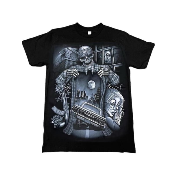 Cholo Skeleton 64 Impala Crusin T Shirt Cotton Menswear Tshirt Streetwear