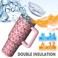thumbnail image 5 of Pink Breast Cancer Tumbler with Handle and Lid,40oz Double Wall Vacuum Insulated Tumbler,Cups Gift for Women and Men, 5 of 7