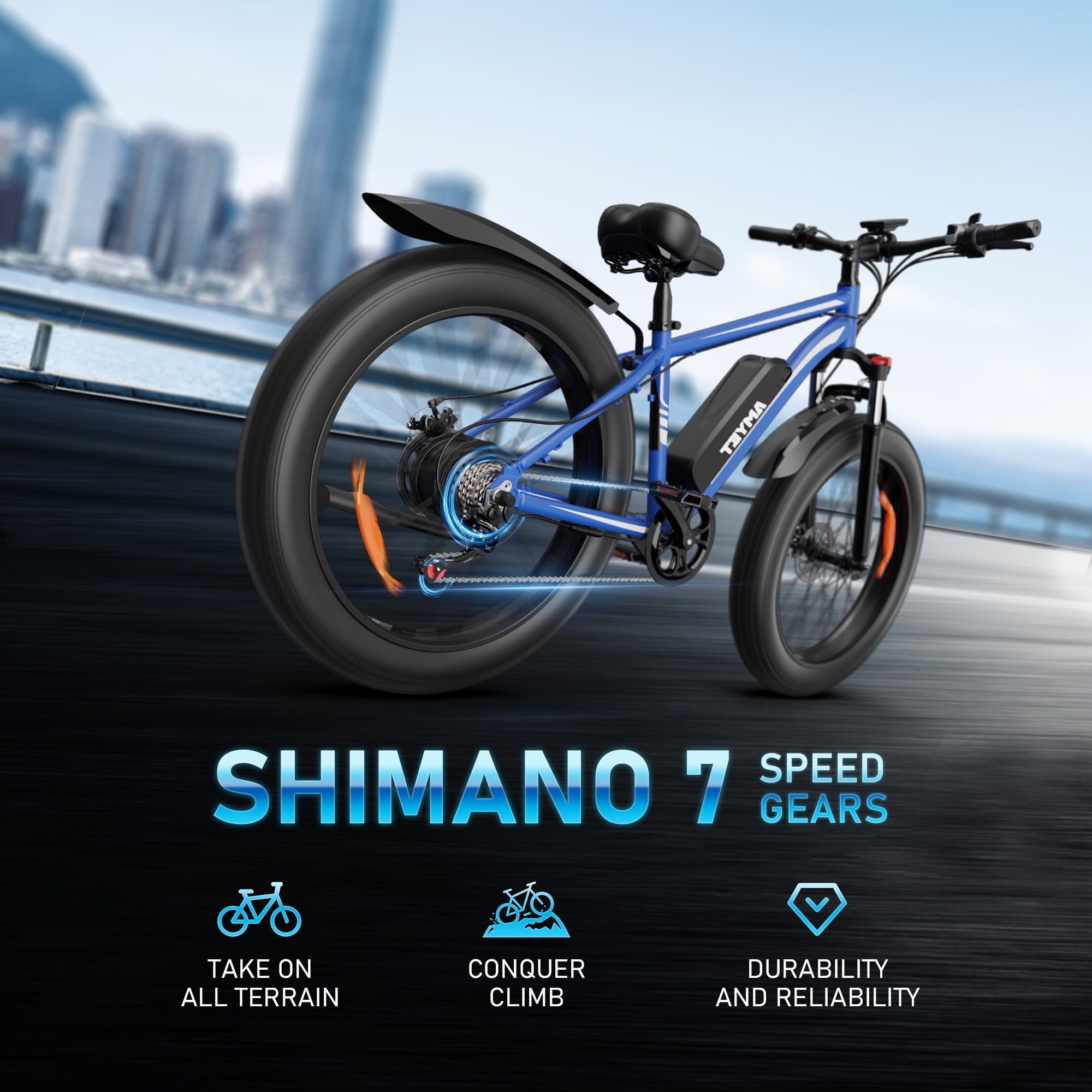AMYET EB26 Electric Bike for Adults Set of 2, 26" Fat Tire E-Mountain Bicycle, 1000W 48V 15Ah 7-Speed Ebike UL2849