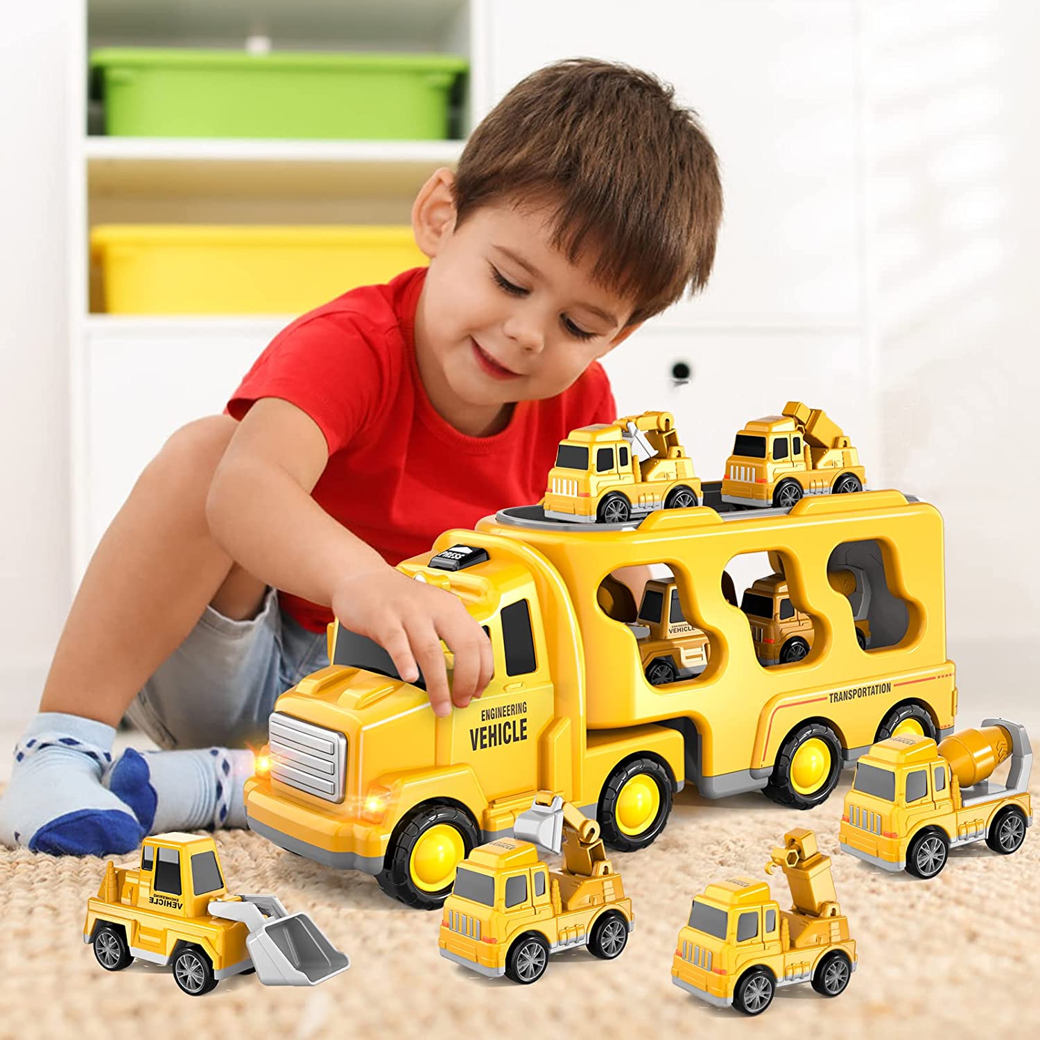 PayUSD Construction Toddler Truck Toys for 3 4 5 6 Year Old Boys 5-in-1 ...