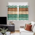 thumbnail image 4 of Farmhouse Teal Brown Kitchen Curtains Window Panels, Vintage Wooden Striped Insulated Window Treatment Curtain, Grommet Curtains for Bedroom/Living Room/Bathroom, 2 Piece 42"Wx45"L, 4 of 8