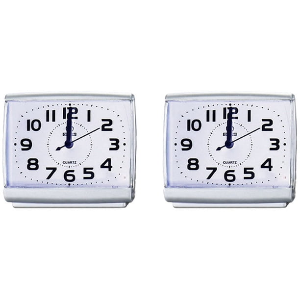2X Dormitorio Escritorio Cama Relojes para Despertar Dormitorio Al Lado de Estudiante Plástico Barrido Silencioso Reloj de Mesa Pequeño Reloj Despertador-Blanco