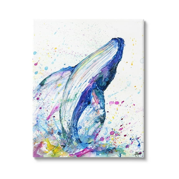 Splashing Whale Bubbles Marine Animals & Insects Graphic Art Gallery Wrapped Canvas Print Wall Art