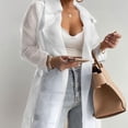 thumbnail image 6 of Mesh Coat Button Down Women Puff Long Sleeve Casual Mesh Sheer Long for Jacket C, 6 of 19