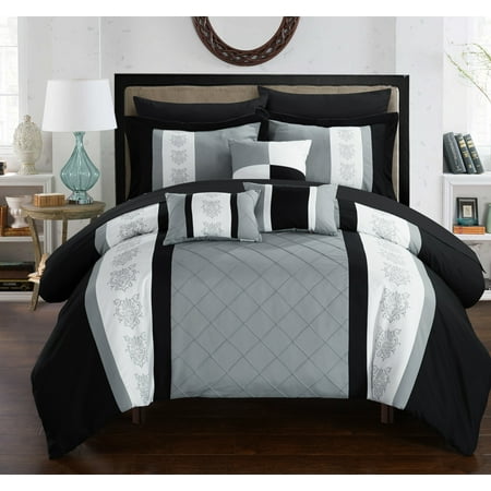 Chic Home 10-Piece Dalton Bed In a Bag Comforter Set King, Grey