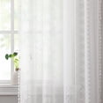 thumbnail image 5 of Bohogeo White Linen Textured Tassel Sheer Lace Curtain Panels, Chic Crochet Geometry Knitting Rod Pocket Farmhouse Window Curtain Drapes for Living Room/Bedroom, 2 Panels, 84" L x 40" W, 5 of 7