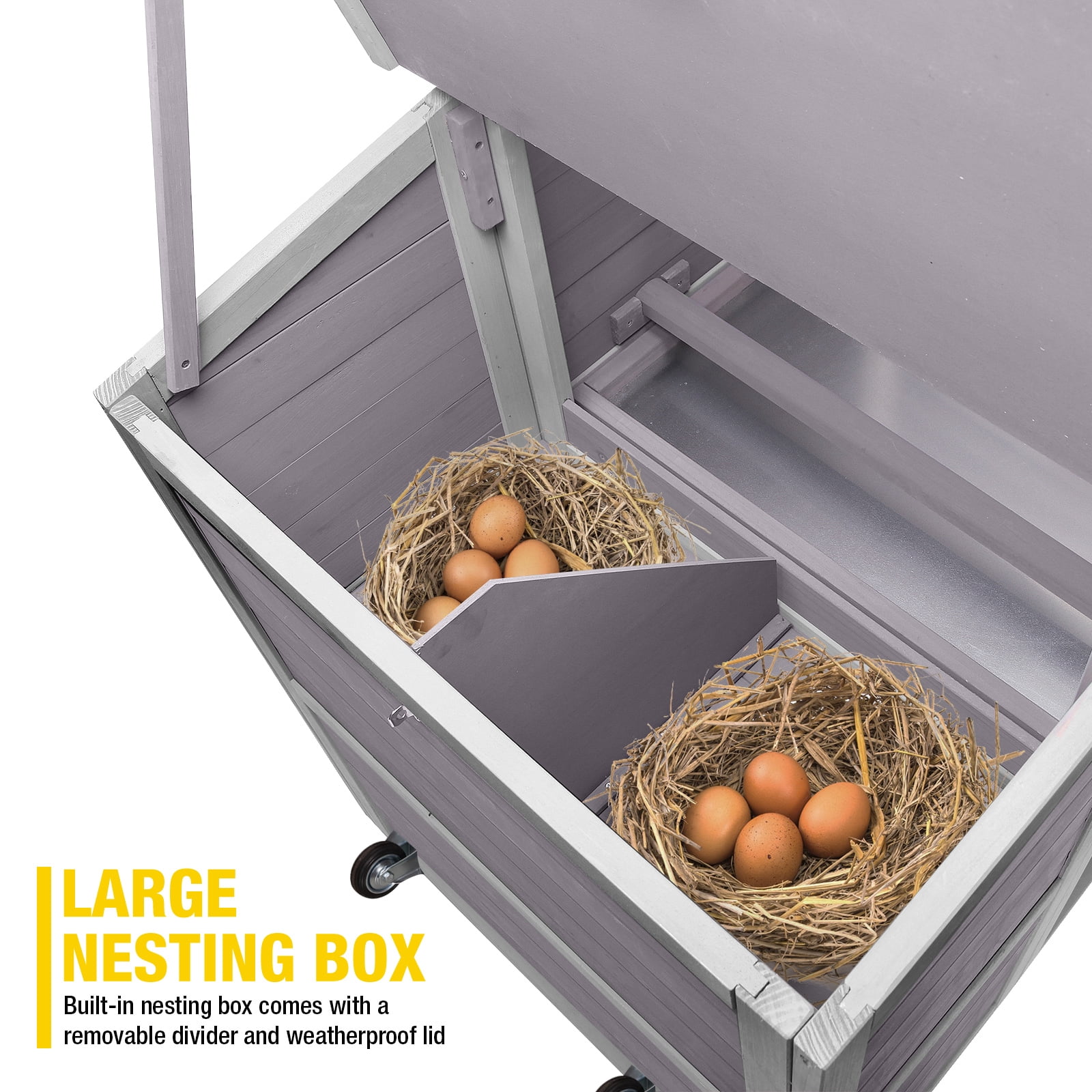 Aivituvin 78.4' Large Chicken Coop with Run & Nesting Box, Wood Poultry Cage Hen House with Slide Tray for 3-5 Chickens