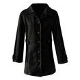thumbnail image 5 of Quealent Pea Coats For Women Wool Blend Thicken Stand Collar Single Breasted Trench Coat Fashion A-Line Fall Winter Jackets Black for Size S, 5 of 6