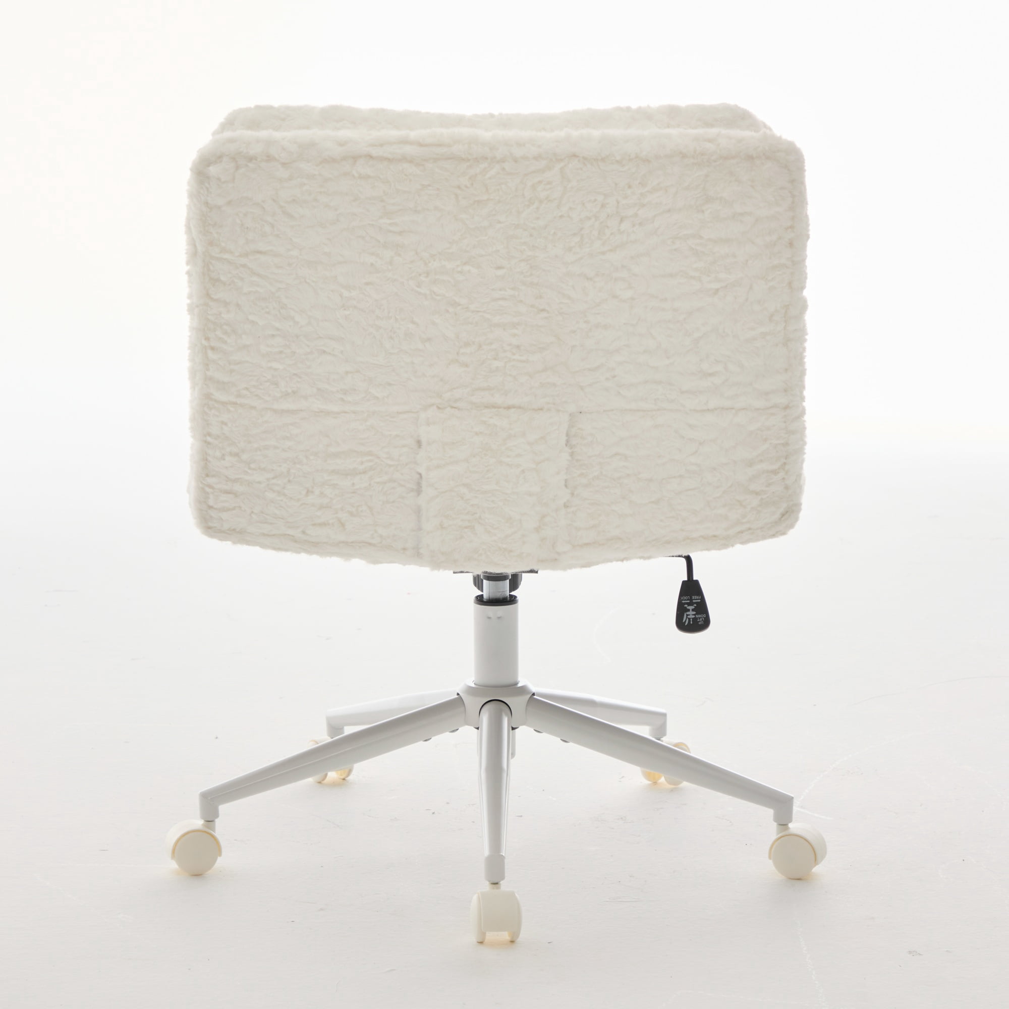 26.4 inch Wider Seat Office Chair, Artificial Rabbit Hair Home Chair with Metal Base, Adjustable Desk Chair Swivel Office Chair, Vanity Chair (Cream)