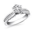 thumbnail image 1 of 14k White Gold Channel Set Engagement Ring with Engraved Sides Size 6, 1 of 2