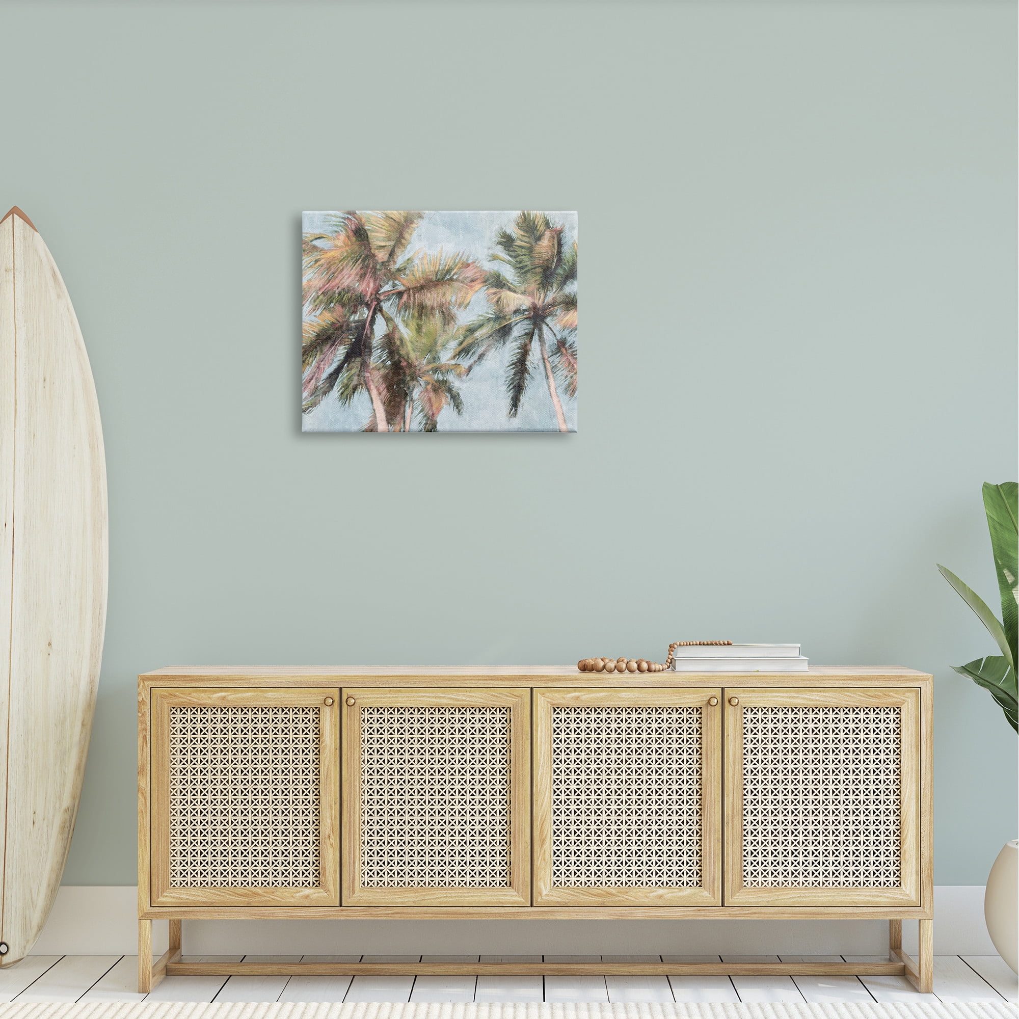 Stupell Industries Tall Looming Breezy Palm Trees Graphic Art Gallery Wrapped Canvas Print Wall Art, Design by Nina Blue