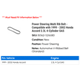 thumbnail image 2 of Power Steering Multi Rib Belt - Compatible with 1999 - 2002 Honda Accord 2.3L 4-Cylinder GAS 2000 2001, 2 of 2