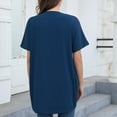 thumbnail image 3 of Scyoekwg Womens Tops Trendy Casual Round Neck Regular Tunic Tshirt with Pocket Comfy Lightweight Loose Solid Color Summer Short Sleeve T Shirts Comfy Blouses (Navy,XL), 3 of 3