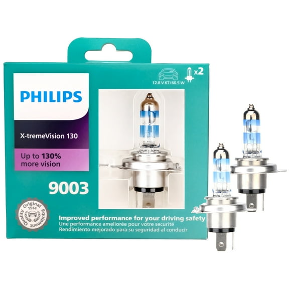 Philips X-tremeVision 130 9003 Halogen Headlight Bulbs, 2 pack, Fits Select Vehicles