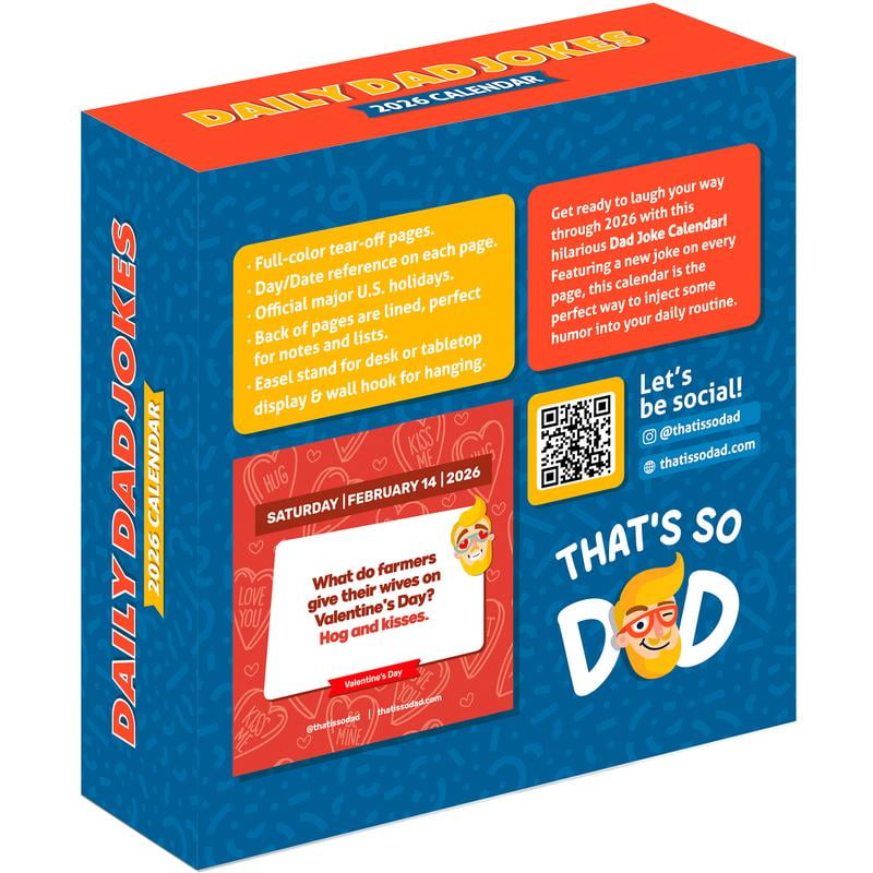 2026 Dad Joke Desktop Calendar - 365 Daily Jokes, Full-Color Tear-Off Pages, Easel Backer, Office Stationery Supplies, Fun Desk Calendar
