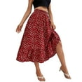 thumbnail image 3 of Txlixc Falda larga de mujer, cintura elástica con impresión de volantes y falda de ocio de estilo a Txlixc moda, 3 of 7