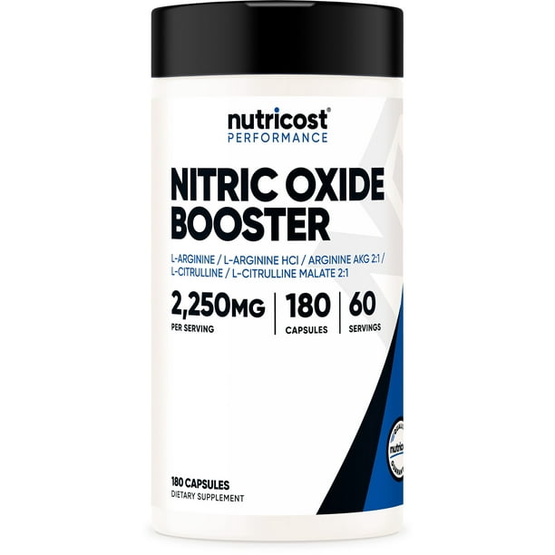 Nutricost Nitric Oxide Booster Capsules 750mg, 180 Capsules, Supplement