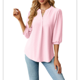 thumbnail image 1 of Blusas Informales de Verano para Mujer, con Cuello en V, Corta, Encaje Calado y Bonitas Blusas de Negocios Rosa XXL, 1 of 7