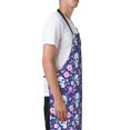thumbnail image 3 of Pofeuu Skull Purple Flower Print Waterproof Apron with Pockets Adjustable Cooking Aprons Kitchen Bib for Baking Household Cleaning, 3 of 8