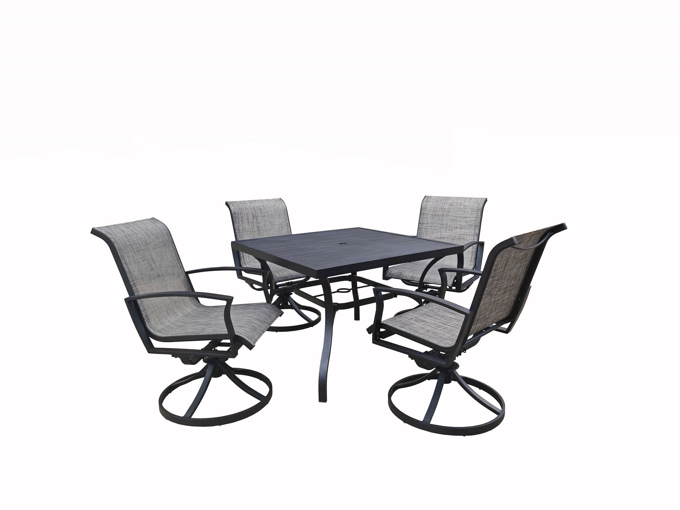 Troom 5-Piece Outdoor Patio Sling Swivel Rocker Dining Set
