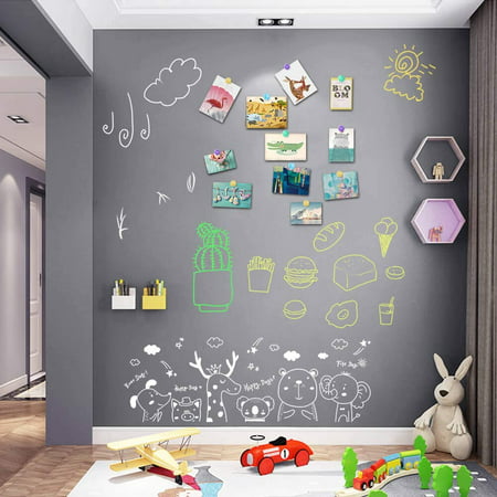 Colored Decorative Chalkboard Sticker For Wall Magnetic Receptive Contact Paper Self Adhesive Wallpaper Roll Blackboard Home Kitchen Decoration Dark Gray 36 24 Inches Canada - Diy Magnetic Chalkboard Wallpaper