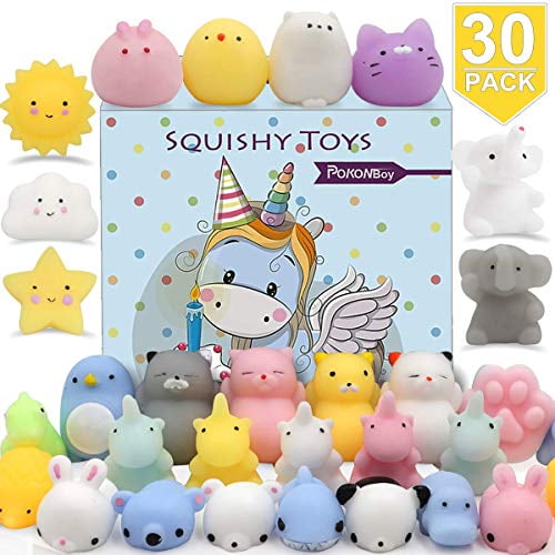 POKONBOY 45 Pack Mochi Squishy Toys Mini Squishies Squishy Party Favors for Kids Unicorn Cat Squishy Kawaii Animal Squishies Stress Relief Toys Birthday Gifts 