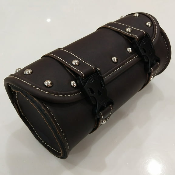 Worgeous 1Pcs Saddlebag Dark Brown Waterproof Handlebar Bag for Motorcycle Riders with Tool Storage