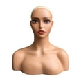 thumbnail image 2 of Female Mannequin Head Stand Training Heads Cosmetology Makeup Brown Display Model Head Bald Manikin Head for Hair A, 2 of 8