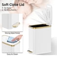 thumbnail image 3 of KSSKSS 1.6 Gallon/6L Slim Stainless Steel Bathroom Trash Can with Lid, Soft-Close Small Garbage Bin for Narrow Spaces, White, 3 of 8