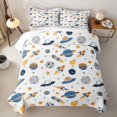 thumbnail image 2 of Manfei Cartoon Planets Twin Quilt Set,Cute Rocket Print Twin Coverlet Set,Blue Orange White,Polkadot Reversible,2-Piece,1 Bedspread and 1 Pillowcase, 2 of 7