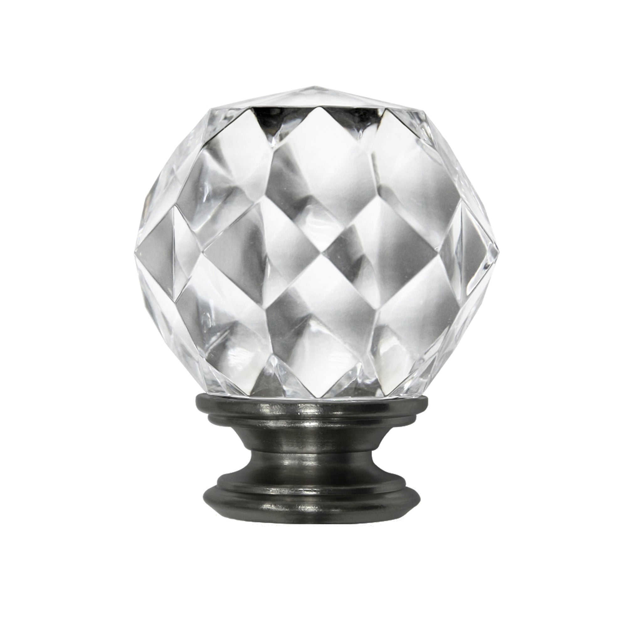 1" Single Curtain Rod Set with Faceted Crystal Sphere Finial