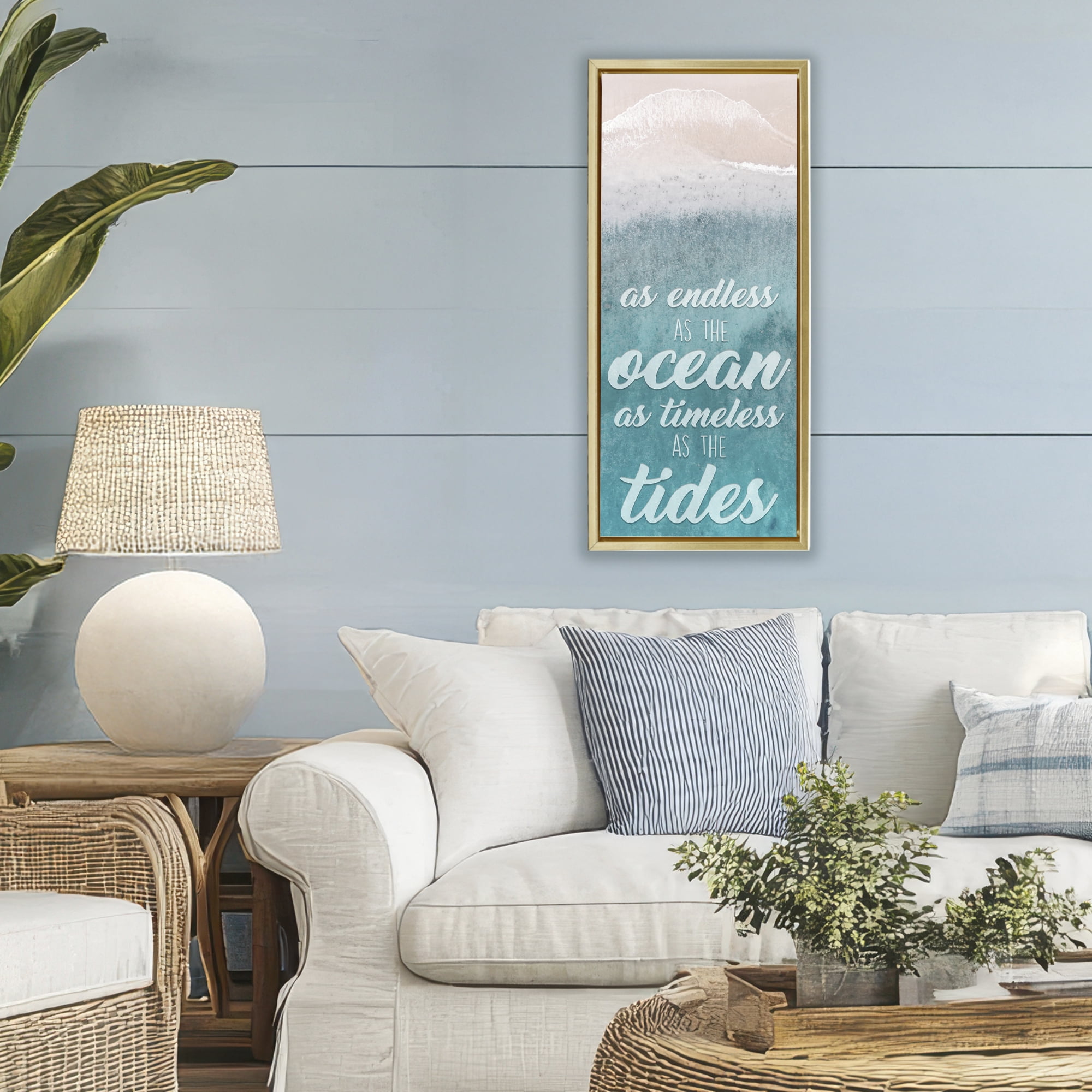 Stupell Industries Endless Ocean Timeless Tides Gold Framed Floater Canvas Wall Art, design by Marcus Prime