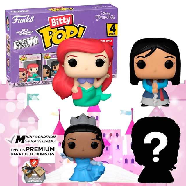 Funko Bitty Pop Ariel Princesas 4 Pack Original Funko Princess Ariel Tiana Mulan