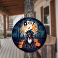 thumbnail image 3 of Happy Halloween Vampire Newfoundland BOO with Pumpkins Fun and Spooky Round Wood Sign Newfie Dog Lover Gifts Hanging Wall Home Decor - 00018, 3 of 5