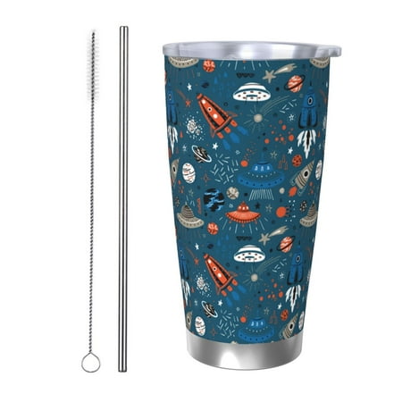 

Lukts Cartoon Space1 for 20OZ Car Cup Stainless Steel Direct Drinking Straw Thermos Cup Suitable for Office Travel and Car-Straw Two-piece Set