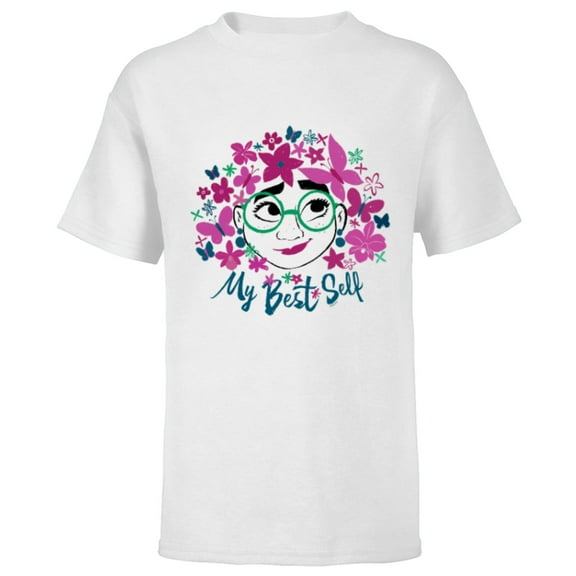 Disney Encanto Mirabel Flowers and Butterflies My Best Self - Short Sleeve T-Shirt for Kids - Customized-White