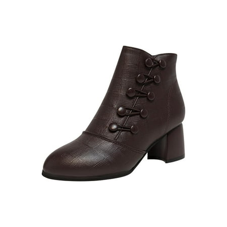 

Fall Fashion Women Lug Sole Chunky Heel Ankle Boot Comfort Vintage Casual Short Booties