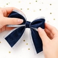 thumbnail image 6 of ZENVIVE Blue Velvet Christmas Wired Ribbon, 3.9 Inch × 5.4 Yard Embossed Border Fabric Ribbon, Xmas Winter Holiday Ribbon Bows Accessories for Crafting Gift Wrapping Decorations, 6 of 7