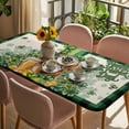 thumbnail image 3 of St Patricks Day Table Cloths for 5 Foot Rectangle Tables, Farmhouse Watercolor Dogs Green Shamrock Patio Waterproof Elastic Fitted Tablecloths, Washable Rectangular Table Cover for Camping, 3 of 8
