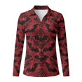 thumbnail image 4 of Jeiento Women's Red Bats Golf Shirts, V Neck Sun Protection Sports Tops, Long Sleeve Moisture Wicking Shirts for Workout and Hiking, 4 of 7