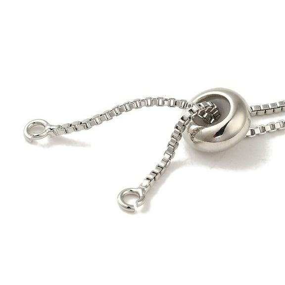 20 pc Rack Plating Adjustable Brass box Chain Slider Bracelet Making with Lobster Claw Clasps and Silicone Beads Long-Lasting Plated Cadmium Free & Lead Free Platinum 6x0.1cm Hole: 1.6mm
